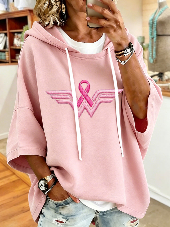 Women'S Vintage Pink Art Print Hoodie