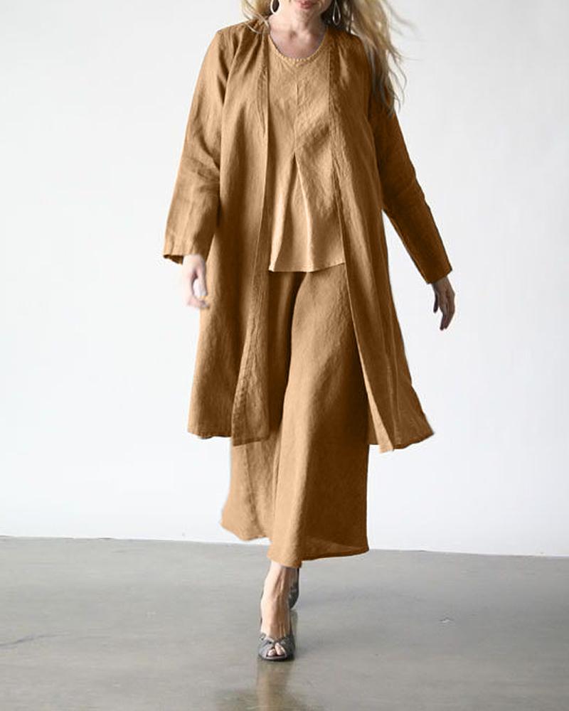 Casual Style Simple Color Loose Three-Piece Suit