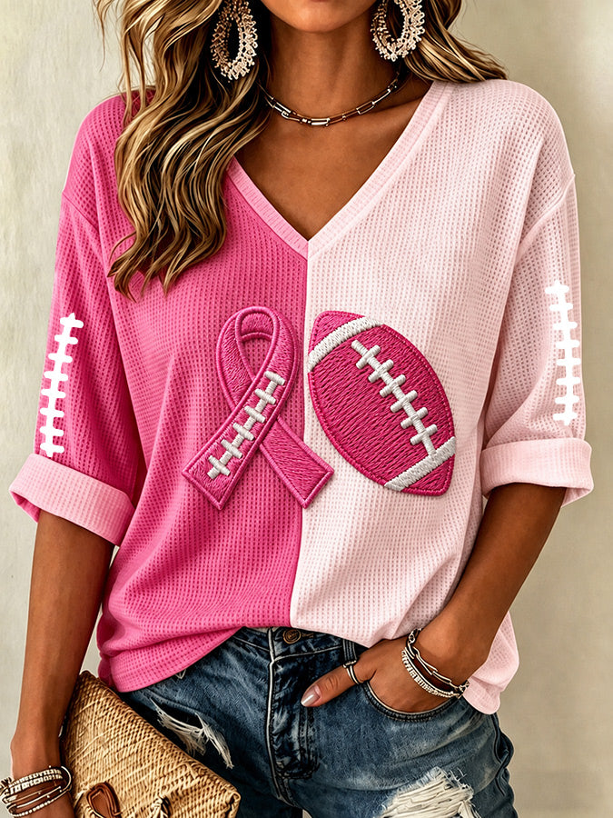 Women'S In October We Wear Pink Printed Waffle T-Shirt