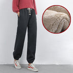 Women Warm Fleece Cotton Round Neck Solid Joggers Sweatpants (SIZE:S-5XL)