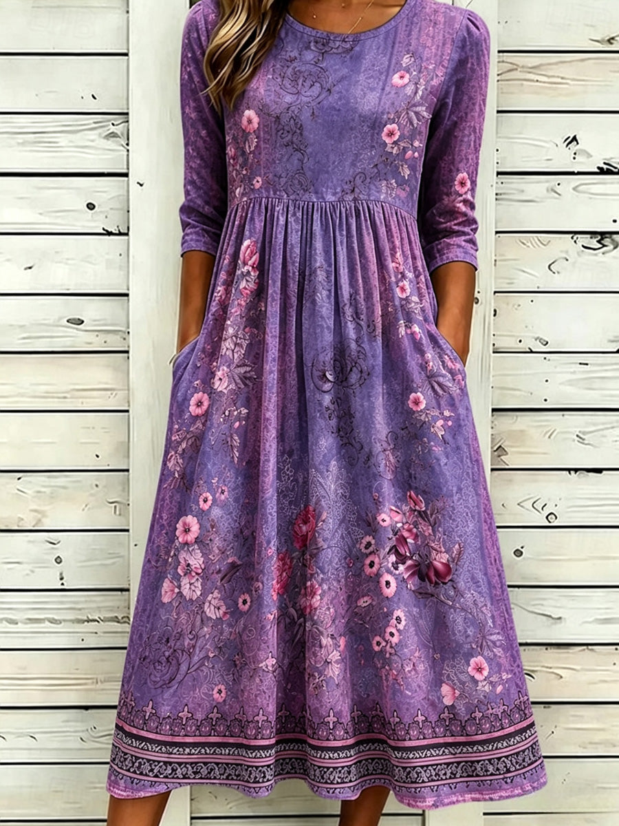 Women's Casual Plant Print Maxi Dress
