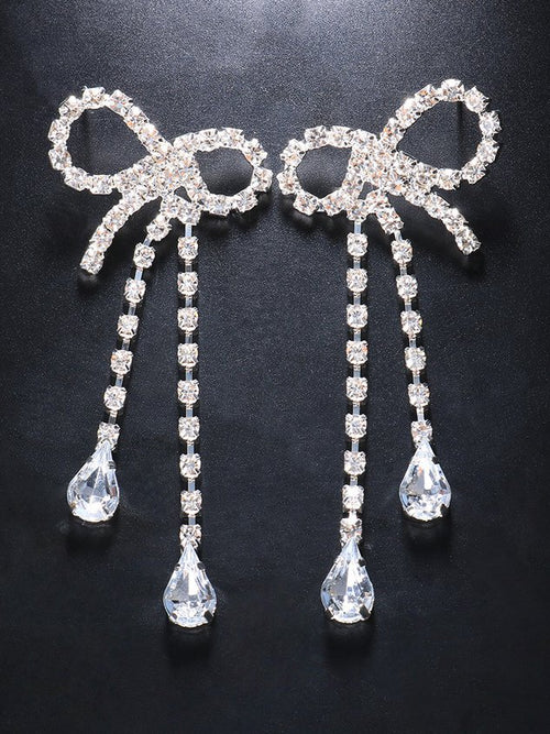 Banquet Party Tassel Drop Bow Earrings Everyday Commuter Matching