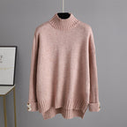 Knitted Women Casual Wide Leg Pants Two Piece Set Loose Button Design Pullover And Drawstring Trouser Ladies Suit Winter Fashion