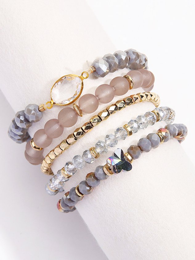 4Pcs Leisure Blue Crystal Multilayer Bracelet Set