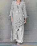 Casual Simple Solid Color Irregular Two Piece Suit