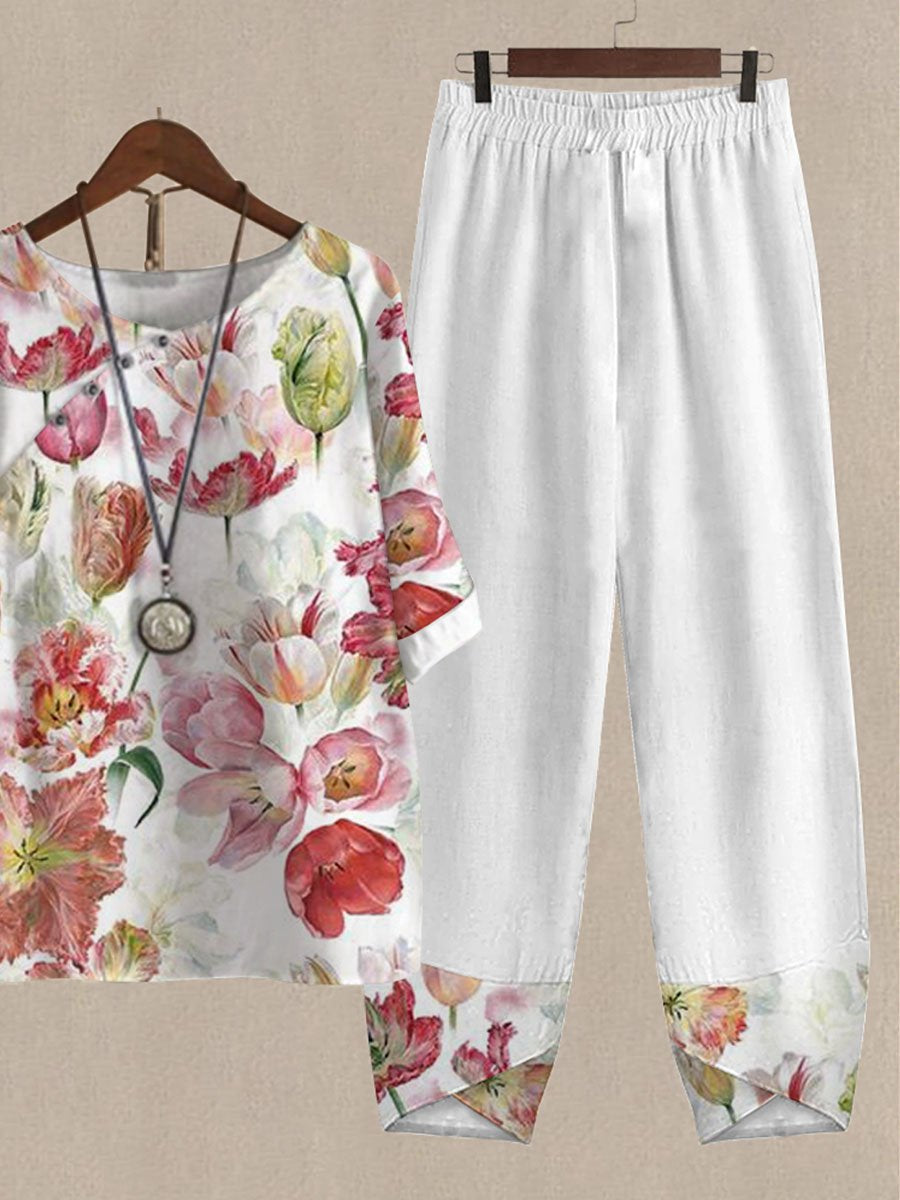 Variety Of Pretty Floral Print Casual Two-piece Suits