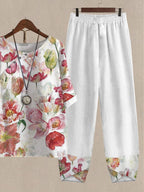 Variety Of Pretty Floral Print Casual Two-piece Suits