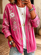 Women'S Casual Pink gradient Cardigan Top