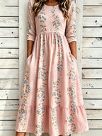 Women's Casual Plant Print Maxi Dress