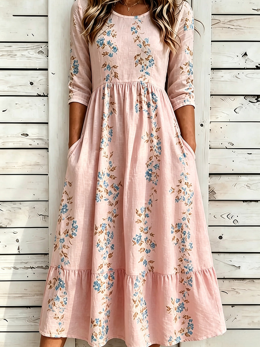 Women's Casual Plant Print Maxi Dress