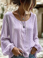 Women'S Casual Floral Cotton Linen Long Sleeved Shirt