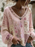 Women's Floral Cotton Linen Top