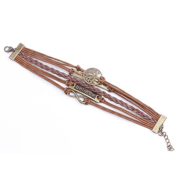 Women Bronze Vintage Leather Rope Bracelet