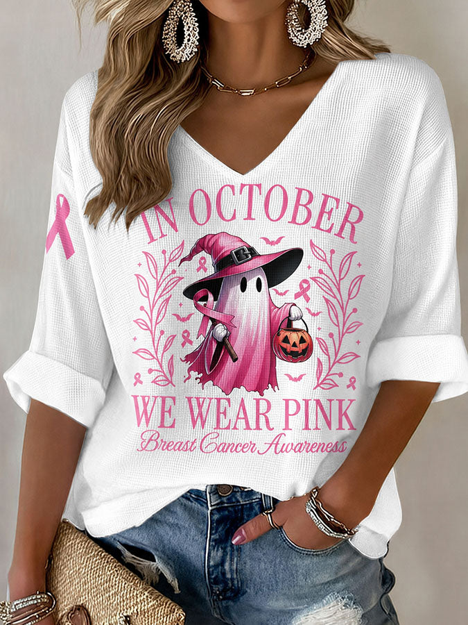 Women'S Breast Cancer Awareness Prevention Printed Casual Top