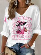 Women'S Breast Cancer Awareness Prevention Printed Casual Top