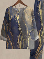 Spring And Autumn Art Inkjet Print Casual Two-piece Suits