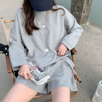 2022 New Women Spring Autumn Hoodie Mini Shorts Good Quality Cotton Material Two Pieces Sets Ladies Outfits Fashion Clothes