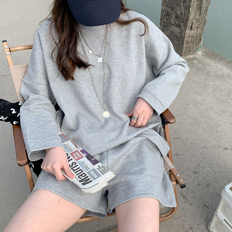 2022 New Women Spring Autumn Hoodie Mini Shorts Good Quality Cotton Material Two Pieces Sets Ladies Outfits Fashion Clothes