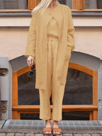 Simple Casual Loose Vest Top Pants Coat Three-Piece Suit