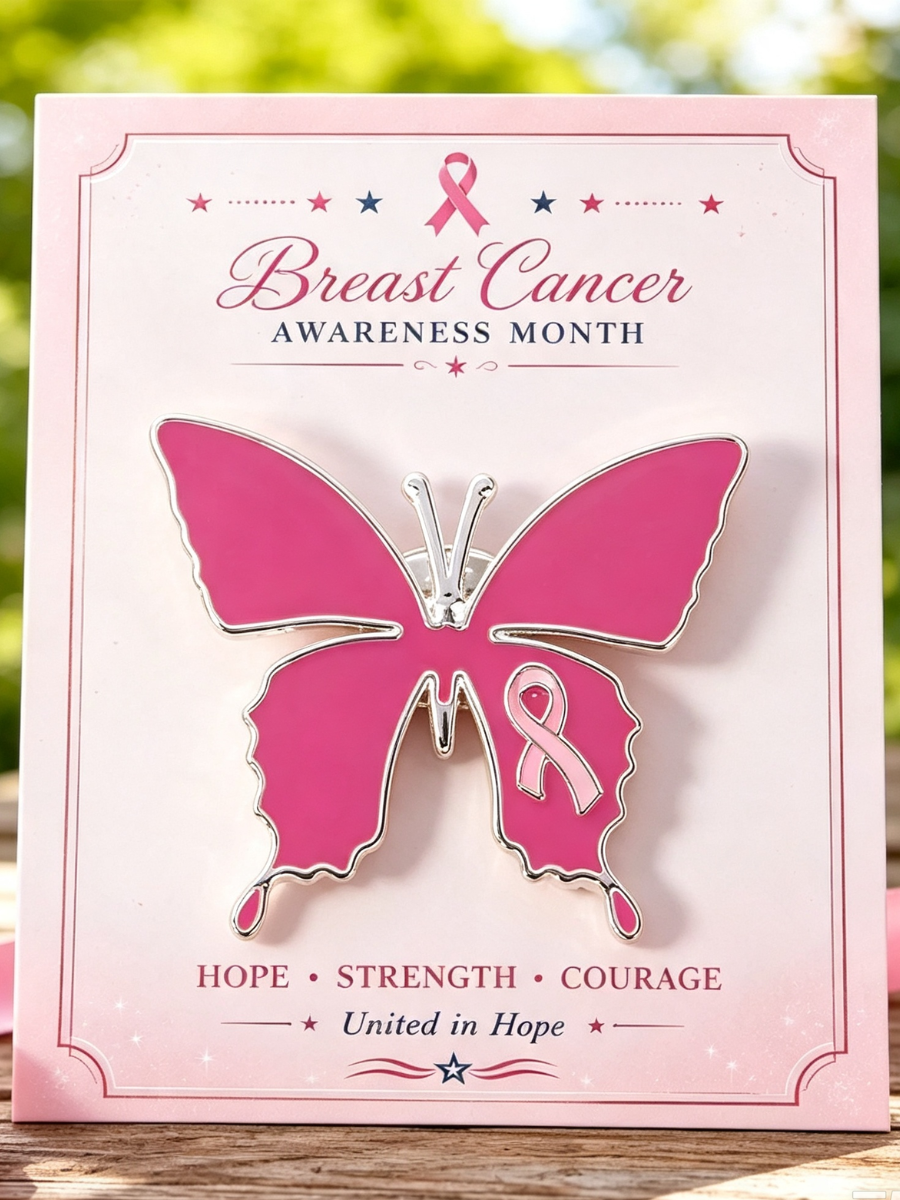 Pink October Breast Cancer Awareness Brooch