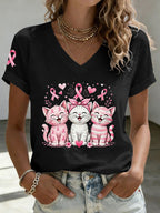 Women'S Breast Cancer Awareness Print Casual T-Shirt