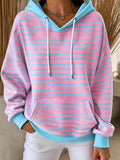 Women'S Casual Pink Contrasting Art Hoodie