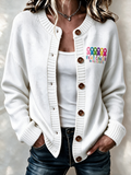 Women'S Casual Cancer Promotion Month Multi Color Knitted Cardigan Top