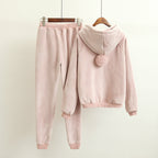 2020 Autumn Women Hoodies Hooded Long Sleeve Women Pink Hoodies Suits Elastic Pants Two Pieces Women Warm Pullovers