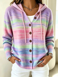 Women's Gradient Print Hooded Knit Sweatshirt