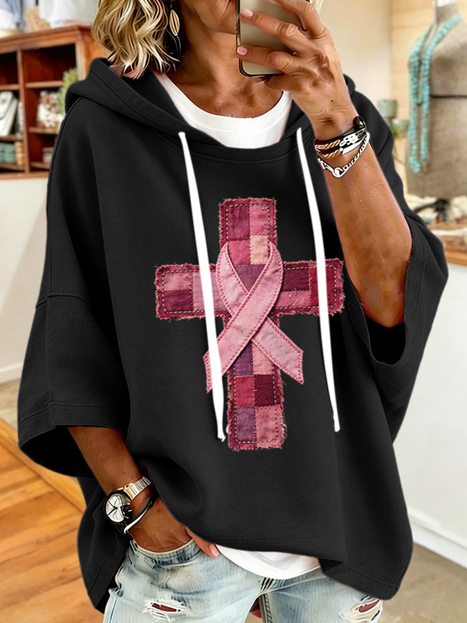 Women'S Vintage Pink Art Print Hoodie