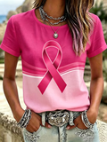 Women's Retro Breast Cancer Awareness Print T-shirt