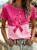 Women's Retro Breast Cancer Awareness Print T-shirt
