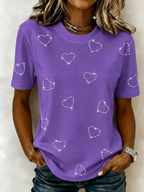 Women's Pink Love Printed Casual T-shirt