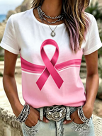 Women's Retro Breast Cancer Awareness Print T-shirt