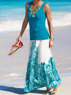 Women's Casual Vest And Skirt Two-Piece Set