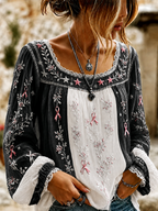 Women'S Casual Breast Cancer Awareness Publicity Print Long Sleeve Top
