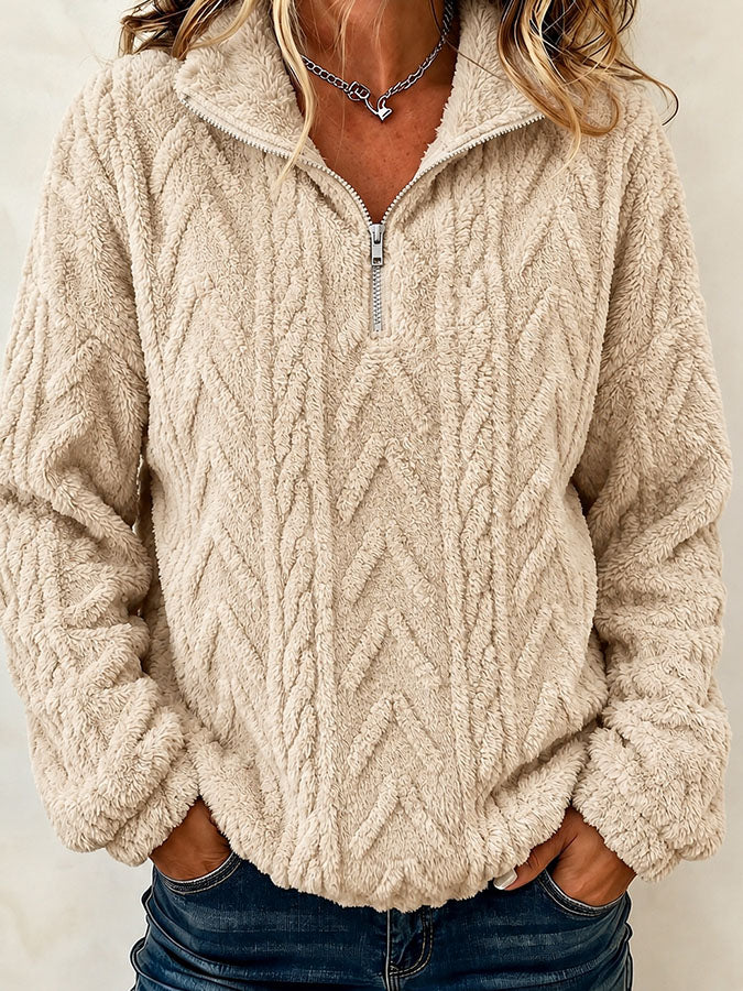 Women'S Solid Color Multi-Color Casual Collar Zipper Long Sleeved Sportswear