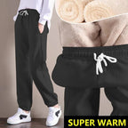 Women Warm Fleece Cotton Round Neck Solid Joggers Sweatpants (SIZE:S-5XL)