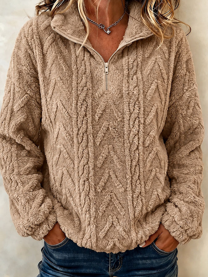 Women'S Solid Color Multi-Color Casual Collar Zipper Long Sleeved Sportswear