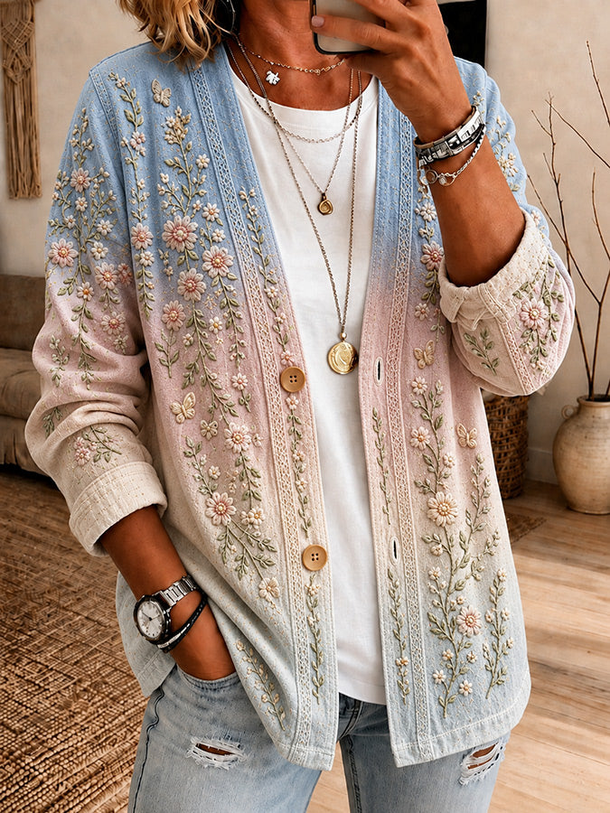Women'S Leisure Breast Cancer Promotion Month Knitting Cardigan