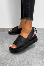 Chunky Quilted Sandals - Black