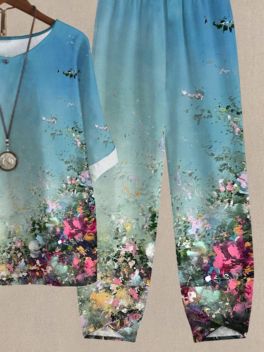 Bloom Painting Print Casual Two Piece