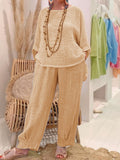 Simple Long Sleeve Top Pocket Trouser Suit for Women