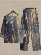 Spring And Autumn Art Inkjet Print Casual Two-piece Suits