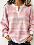 Women'S Casual Henry Collar Breast Cancer Printed Shirt