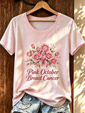 Women'S Pink Art Printed Casual T-Shirt