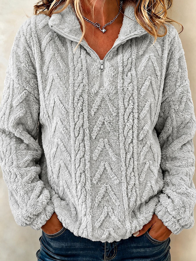 Women'S Solid Color Multi-Color Casual Collar Zipper Long Sleeved Sportswear