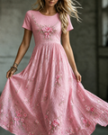 Women'S Breast Cancer Awareness Floral Print Dress