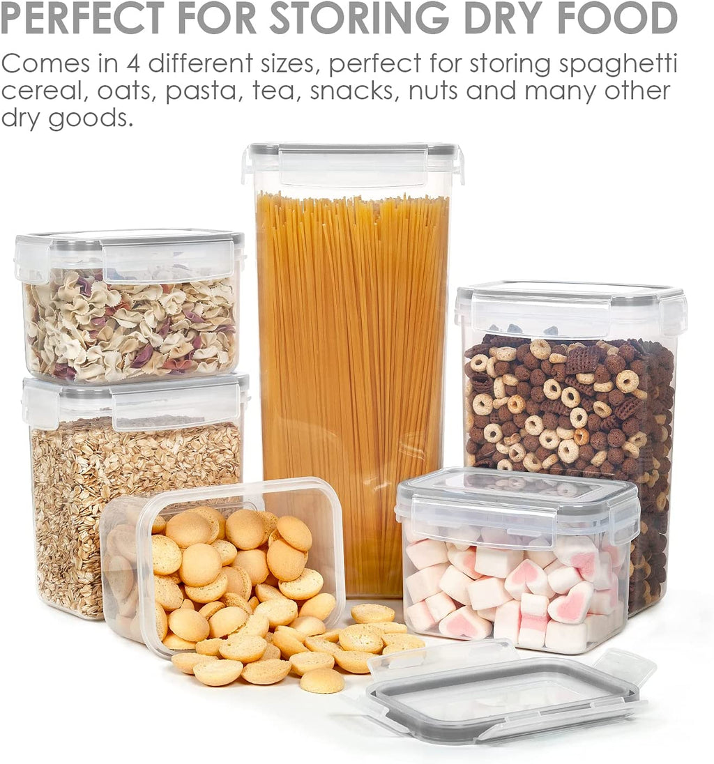 24 pcs Plastic Kitchen and Pantry Organization Canisters for Cereal, Dry Food, Flour and Sugar