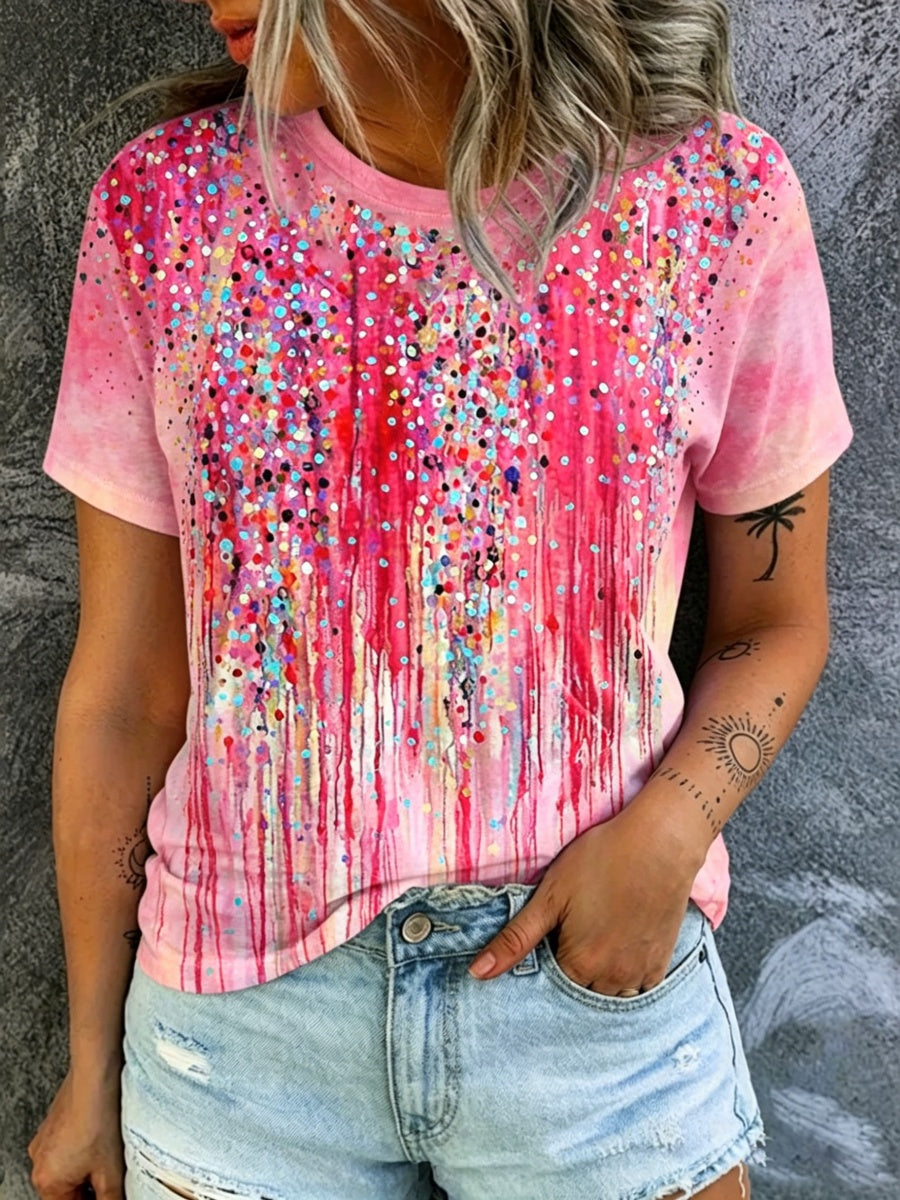 Colorful Polka Dot Oil Painting Print Women's T-Shirt